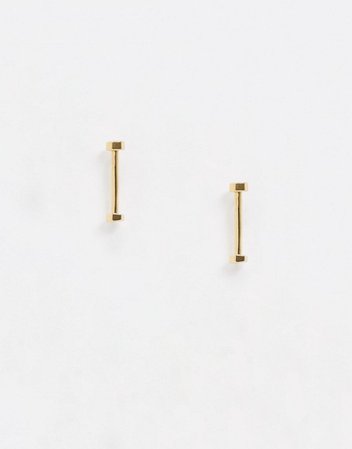 AllSaints hexagonal bar stud earrings in gold | ASOS