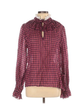 Warm Checked gingham Maroon Pink Long Sleeve Blouse Size Med (2) - 78% off | thredUP