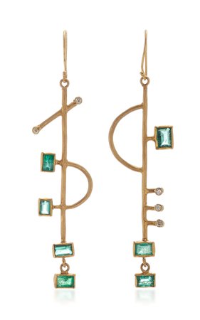 Emerald Asymmetric Earrings by Margery Hirschey | Moda Operandi