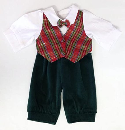 Amazon.com: 15" Doll Clothes fits Bitty Baby and Bitty Twin Dolls Holiday Plaid & Dark Green Boy & Girl Outfits: Toys & Games