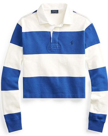 Ralph Lauren Cotton Rugby Shirt Mulher Azul/Branco LMA8V5
