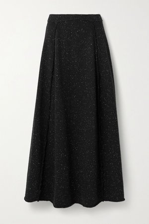 Black Arlette mélange wool maxi skirt | The Row | NET-A-PORTER