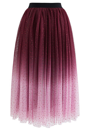 red and pink gradient skirt