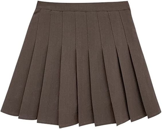 Amazon.com: n/a Brown Women's Pleated Skirt High Waist a-Line Skirt Dance Skirt Casual Short Skirt (Color : A, Size : S Code) : Clothing, Shoes & Jewelry