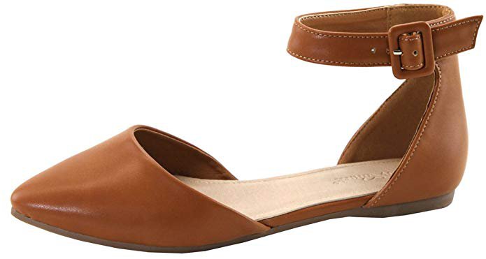 Amazon.com | Lovmark Women's D'Orsay Adjustable Ankle Strap Pointed Toe Flat | Shoes