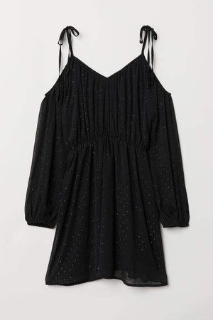 Open-shoulder Dress - Black