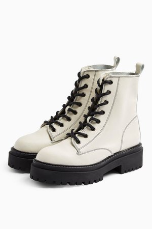 ALANA Ecru Leather Lace Up Boots | Topshop