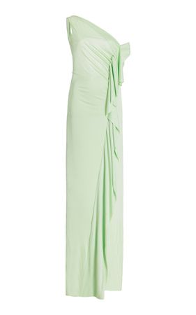 Exclusive Ruffled Shiny Jersey Maxi Dress By Atlein | Moda Operandi