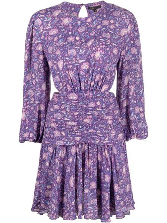Maje floral-print cut-out Ruched Dress - Farfetch