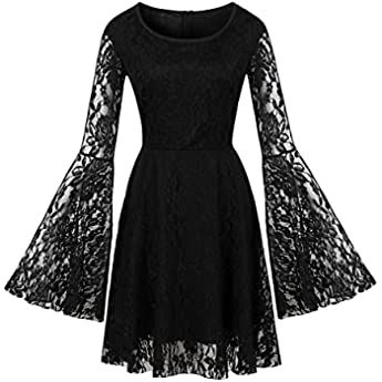 Amazon.com: Women's Sleeveless Gothic Dress with Corset Halter Lace Swing Cocktail Dress Formal Halloween Punk Hippie Dresses Wine : Clothing, Shoes & Jewelry