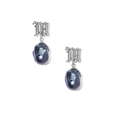 MISBHV Crystal Monogram Baroque Pearl Navy Earring