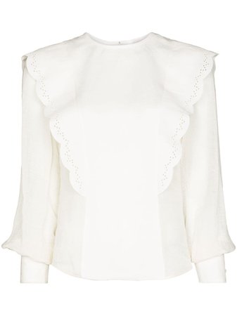 Shop Chloé Flouncy scalloped blouse with Express Delivery - FARFETCH