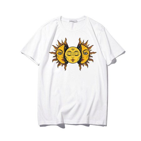 Белая футболка с изображением Солнца и Луны, оверсайз | АлиЭкспресс