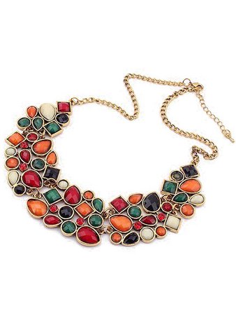 Multicolor Drop Gemstone Necklace