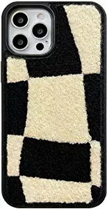 Amazon.com: Furry Black White Phone Case Compatible with iPhone 13 Pro 6.1 inch 2021 Checkered Girly Classic Retro Chic Slim Soft Bumper +Terry Velvet Fluffy Material Protective Cover (Black White Checkers) : Cell Phones & Accessories