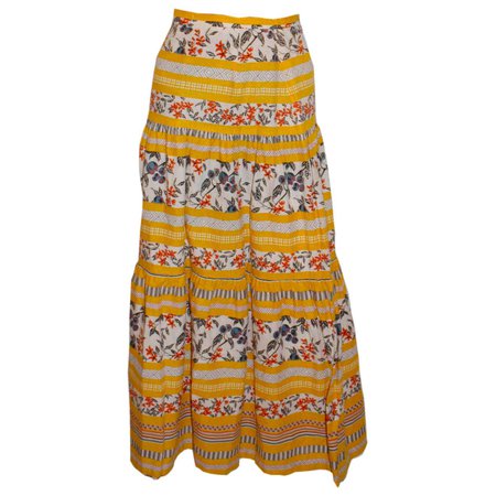 Vintage Summer Tiered Skirt For Sale at 1stDibs