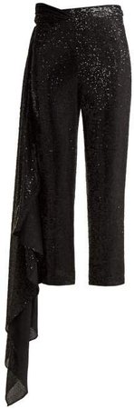 Halpern - Cropped Sequinned Trousers - Womens - Black White