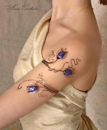 Spiral Upper Arm, wrapped bracelet, upper arm cuff, gold bracelet, flower jewelry, flower bracelet, Jewelry, copper jewelry, arm cuff