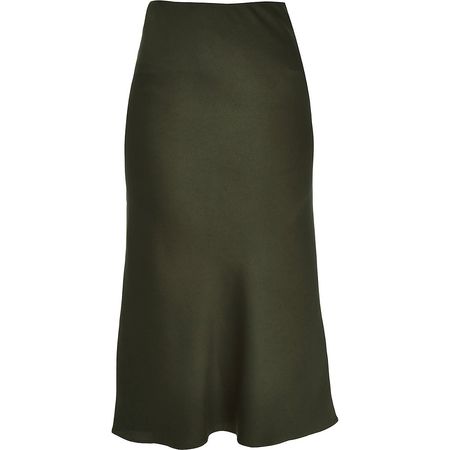 Khaki bias cut midi skirt - Midi Skirts - Skirts - women