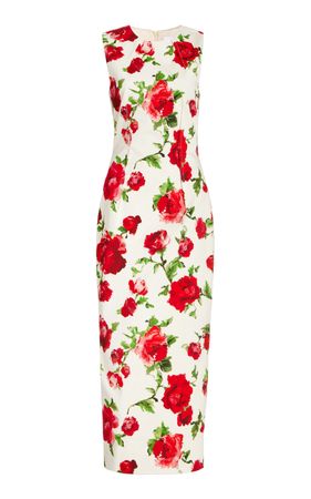 Floral-Printed Stretch-Cotton Midi Dress By Carolina Herrera | Moda Operandi