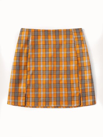 plaid orange skirt