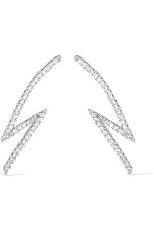Kenneth Jay Lane | Lightning Bolt silver-plated cubic zirconia earrings | NET-A-PORTER.COM