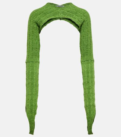 Ribbed Knit Wool Blend Shrug in Green - Acne Studios | Mytheresa