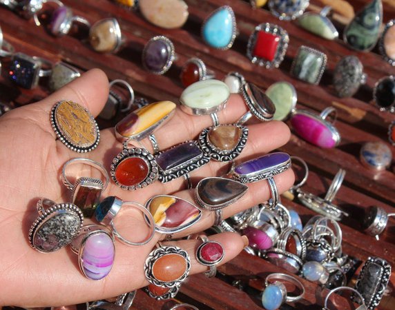 Rings Lot Natural & Mix Gemstone Rings hippie rings | Etsy