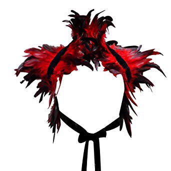 KELAND Victorian Real Natural Feather Shrug shawl Shoulder Wrap Cape Gothic Collar (Red): Clothing