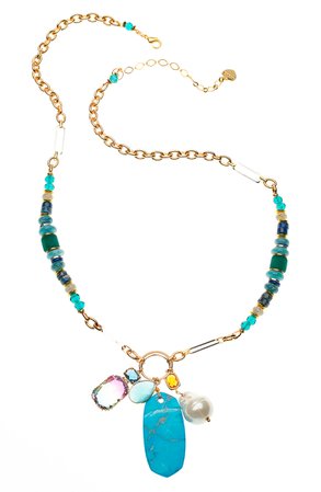 Nakamol Chicago Blue Mix Bead & Pearl Necklace