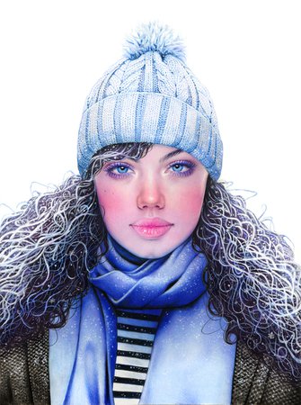 Morgan Davidson Illustration - Winter Girl, colored pencil. <3