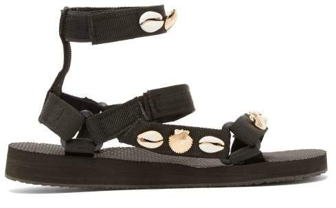 Arizona Love - Trekky Shell Embellished Sandals - Womens - Black Multi