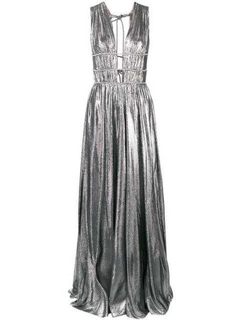 Alberta Ferretti Metallic Grecian Dress - Farfetch