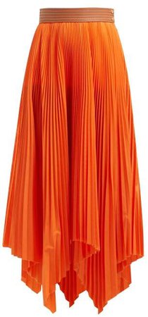 High Rise Pleated Handkerchief Skirt - Womens - Orange