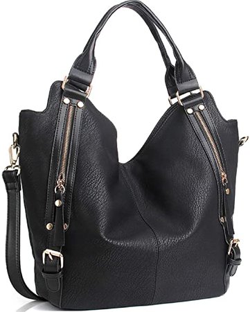 Amazon.com: JOYSON Women Handbags Hobo Shoulder Bags Tote PU Leather Handbags Fashion Large Capacity Bags Black: Clothing