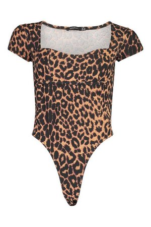 Leopard Print Cap Sleeve Bodysuit | boohoo