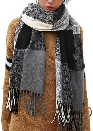 Women's Long Plaid Blanket Chunky Oversized Winter/Fall Warm Scarf Big Tartan Scarves Wrap Shawl at Amazon Women’s Clothing store