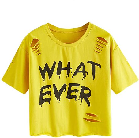 SweatyRocks Women's Short Sleeve T Shirt Graphic Print Distressed Crop Top Gesture Light Pink Medium at Amazon Women’s Clothing store