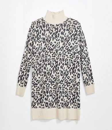 Petite Leopard Jacquard Turtleneck Dress