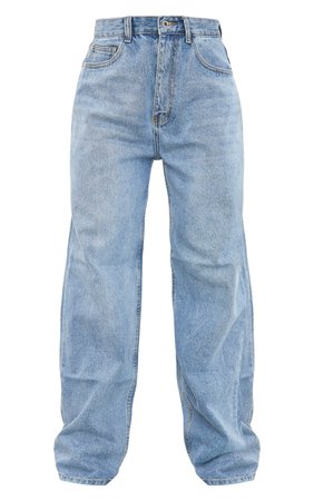 Mid Blue Wash Bum Split Boyfriend Jeans | PrettyLittleThing USA