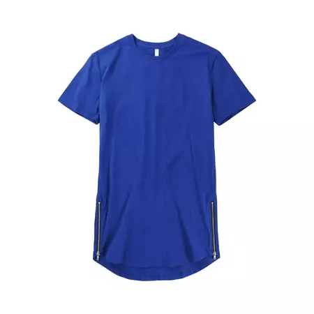 Ma Croix Men's Premium Longtail Tee Shirt with Side Zippers Hip Hop Longline Elongated