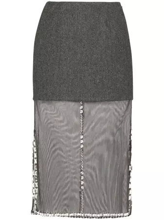 Prada Embroidered Cloth And Tulle Midi Skirt - Farfetch