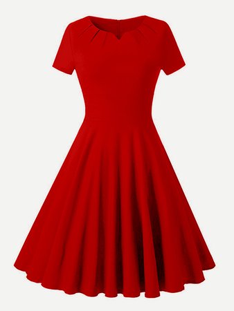 V Cut Fit And Flare Dress