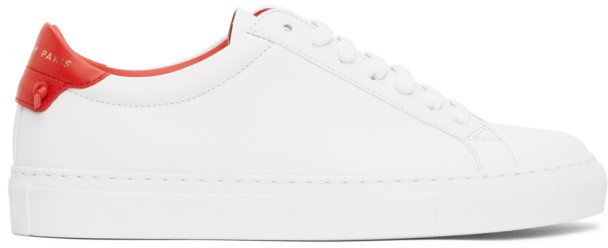 White and Red Urban Knots Sneakers
