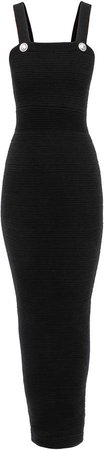 Balmain Button-Detailed Compact-Knit Midi Dress Size: 36