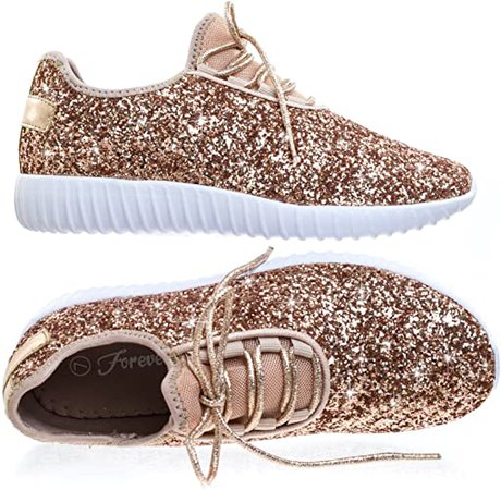 Rose Gold Glitter Athletic Shoes
