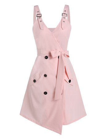 [36% OFF] Button Wrap Belted Mini Cami Dress | Rosegal