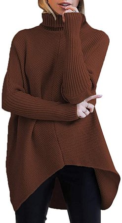ANRABESS Women Sweaters Long Sleeve Turtle Neck Knitwear Pullover Jumpers Fall Wram Sweaters A87zong-XL Caramel at Amazon Women’s Clothing store