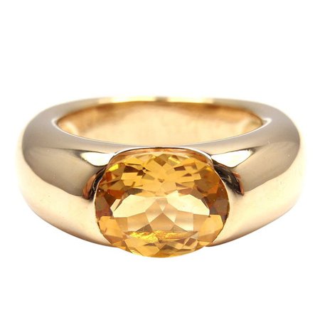 CARTIER Ellipse Large Citrine Yellow Gold Ring at 1stdibs