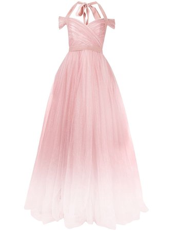 Shop pink Jenny Packham ombré tulle wrap dress with Express Delivery - Farfetch